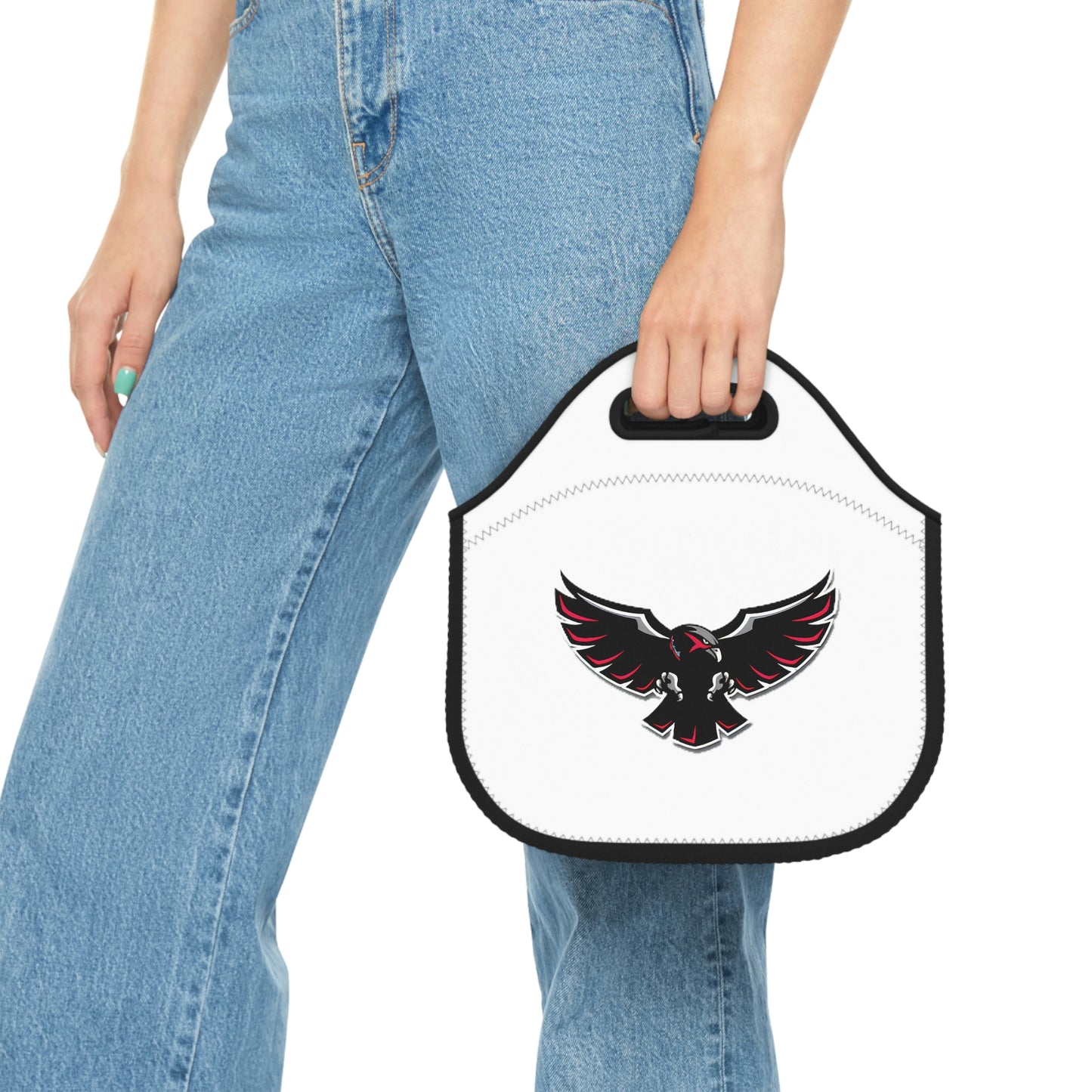 Neoprene Lunch Bag - Flying Hawk - White