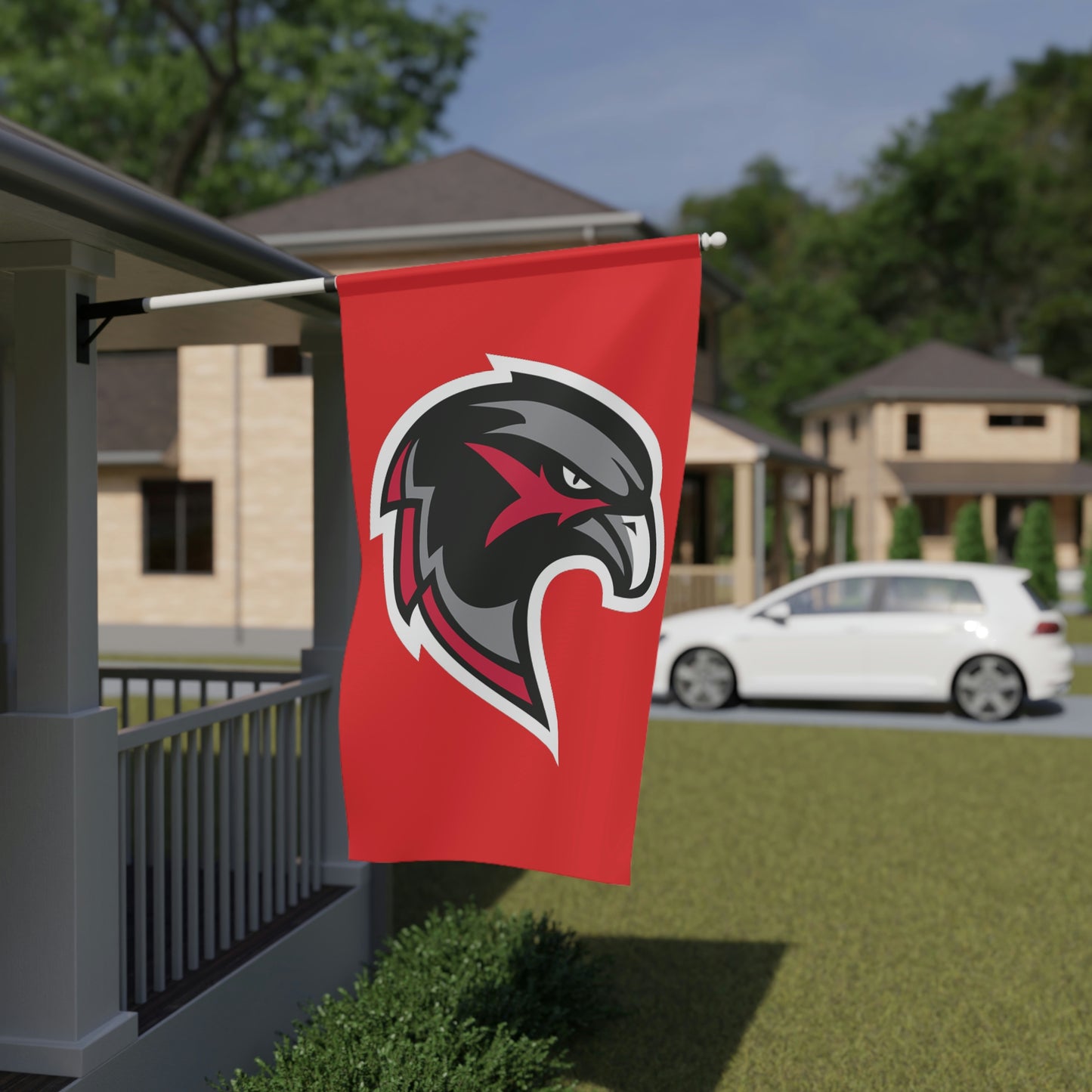 House Banner - Hawk Head - Red