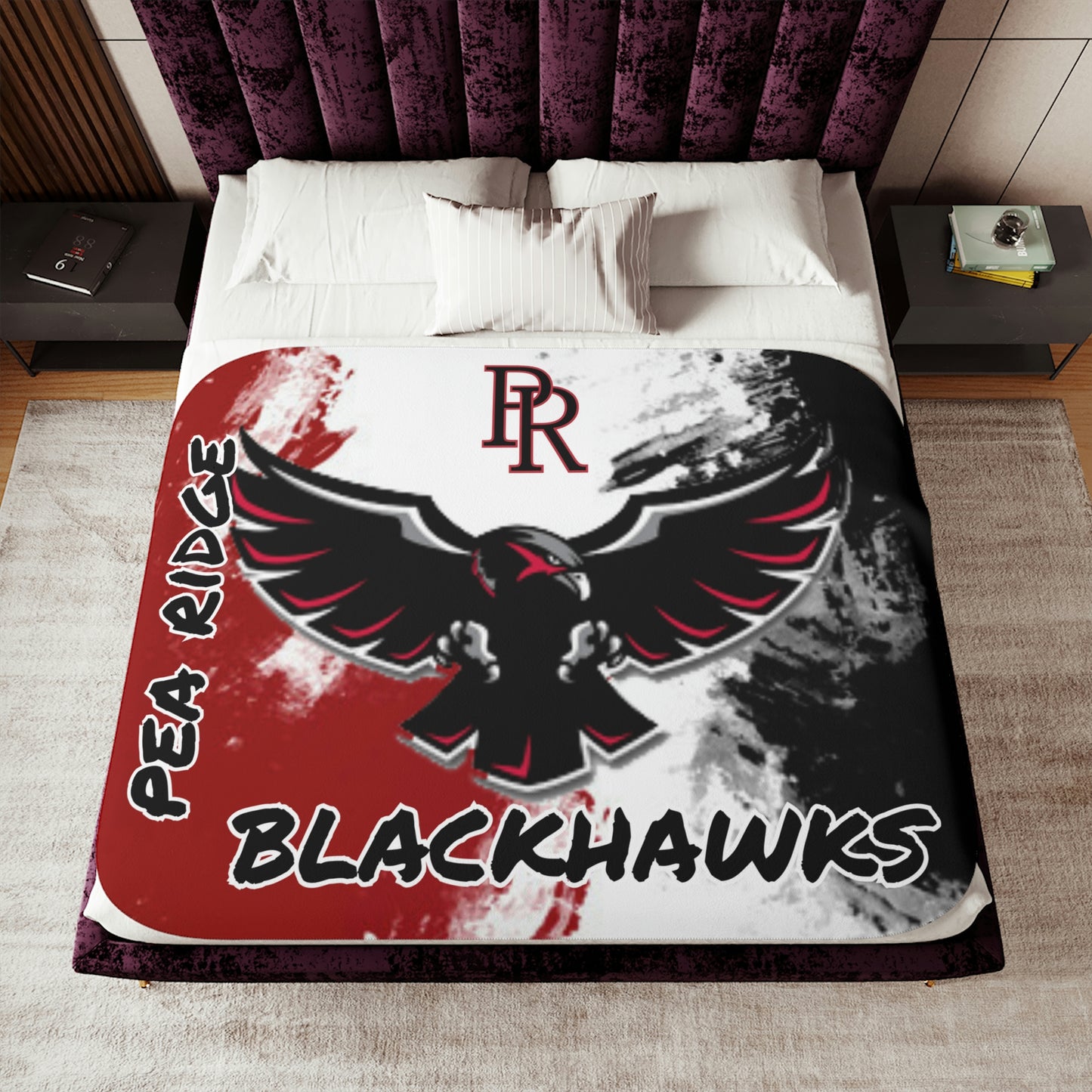 Pea Ridge Blackhawks - Flying Hawk Sherpa Blanket