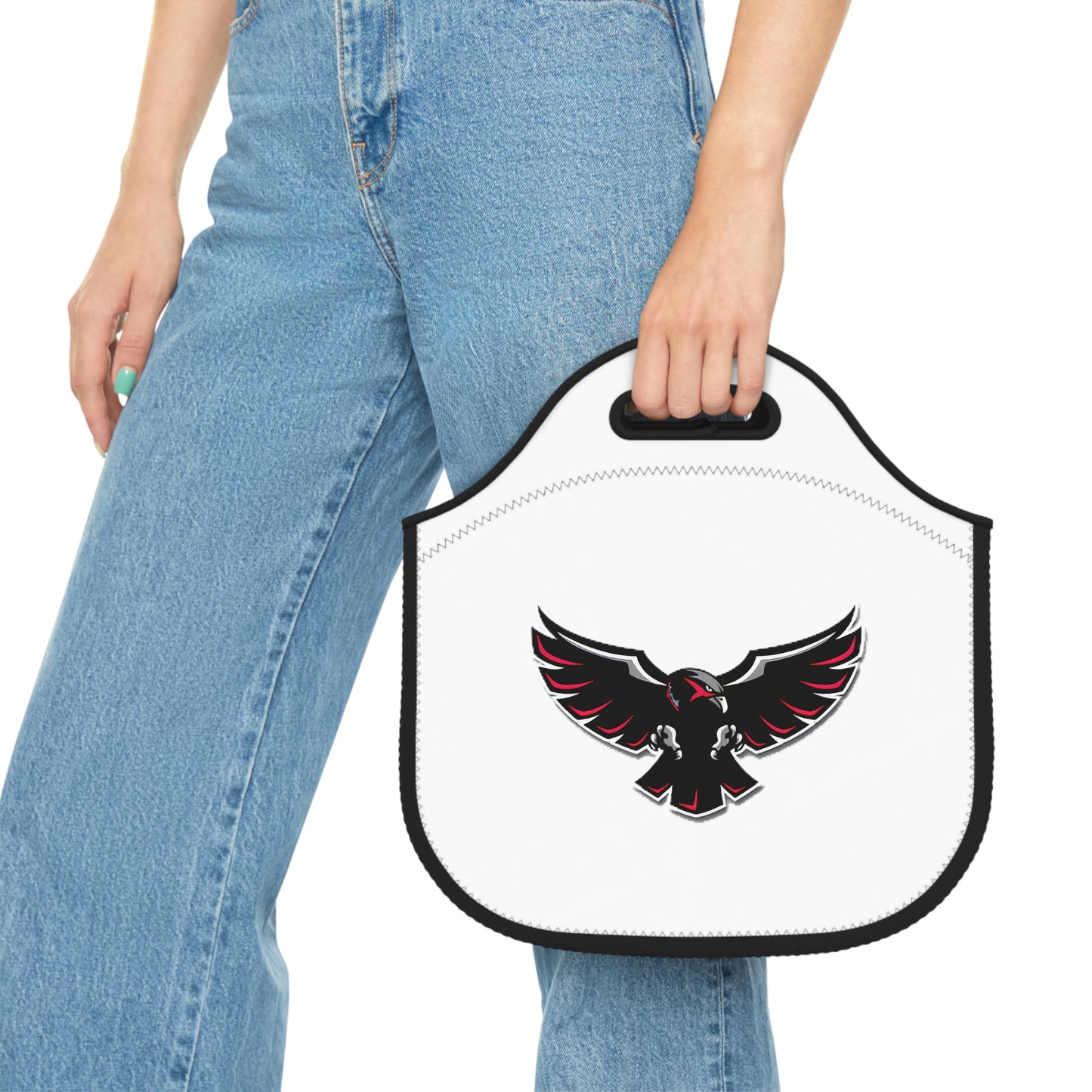 Neoprene Lunch Bag - Flying Hawk - White