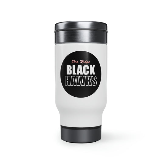 Stainless Steel Travel Mug with Handle, 14oz - Blackhawks