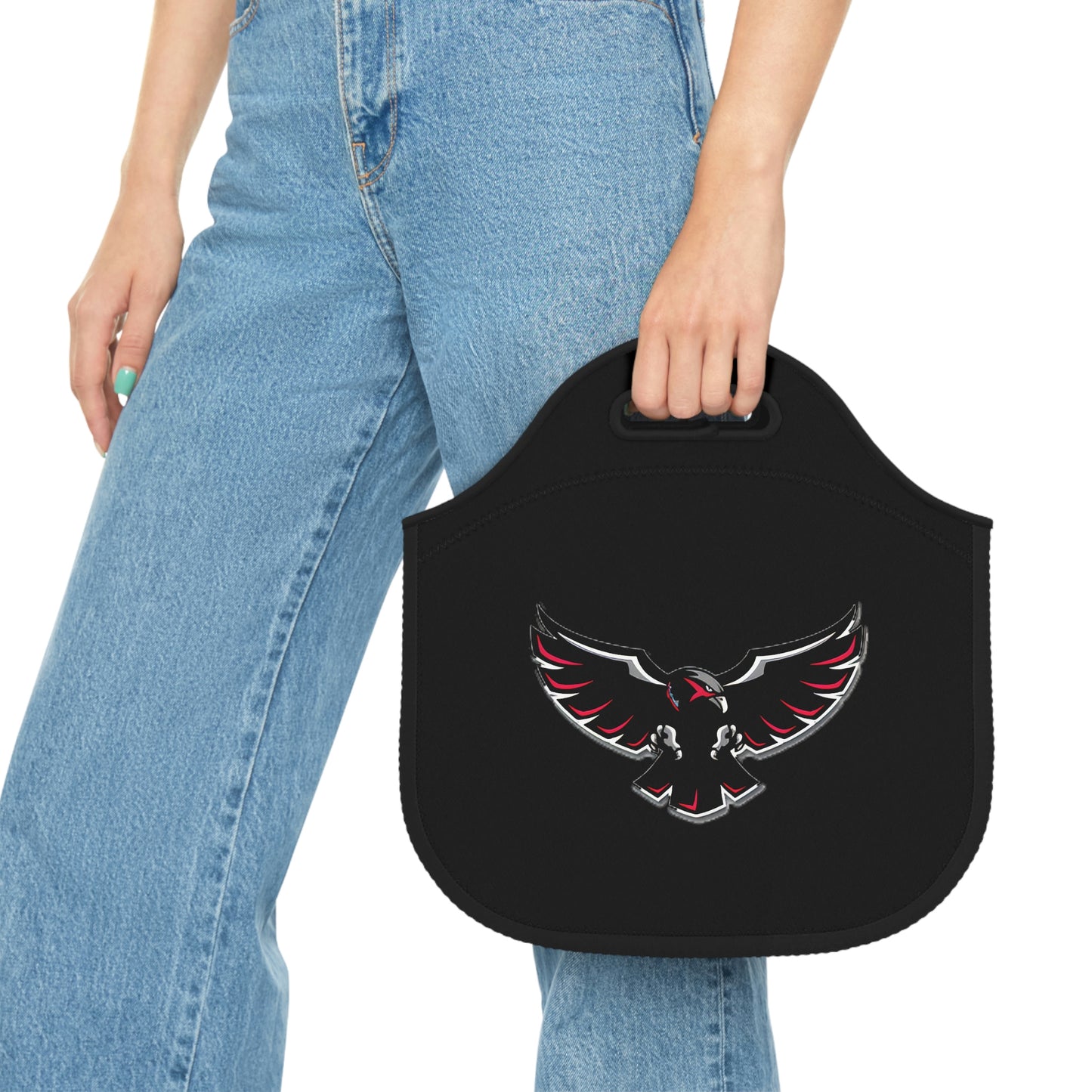 Neoprene Lunch Bag - Flying Hawk - Black