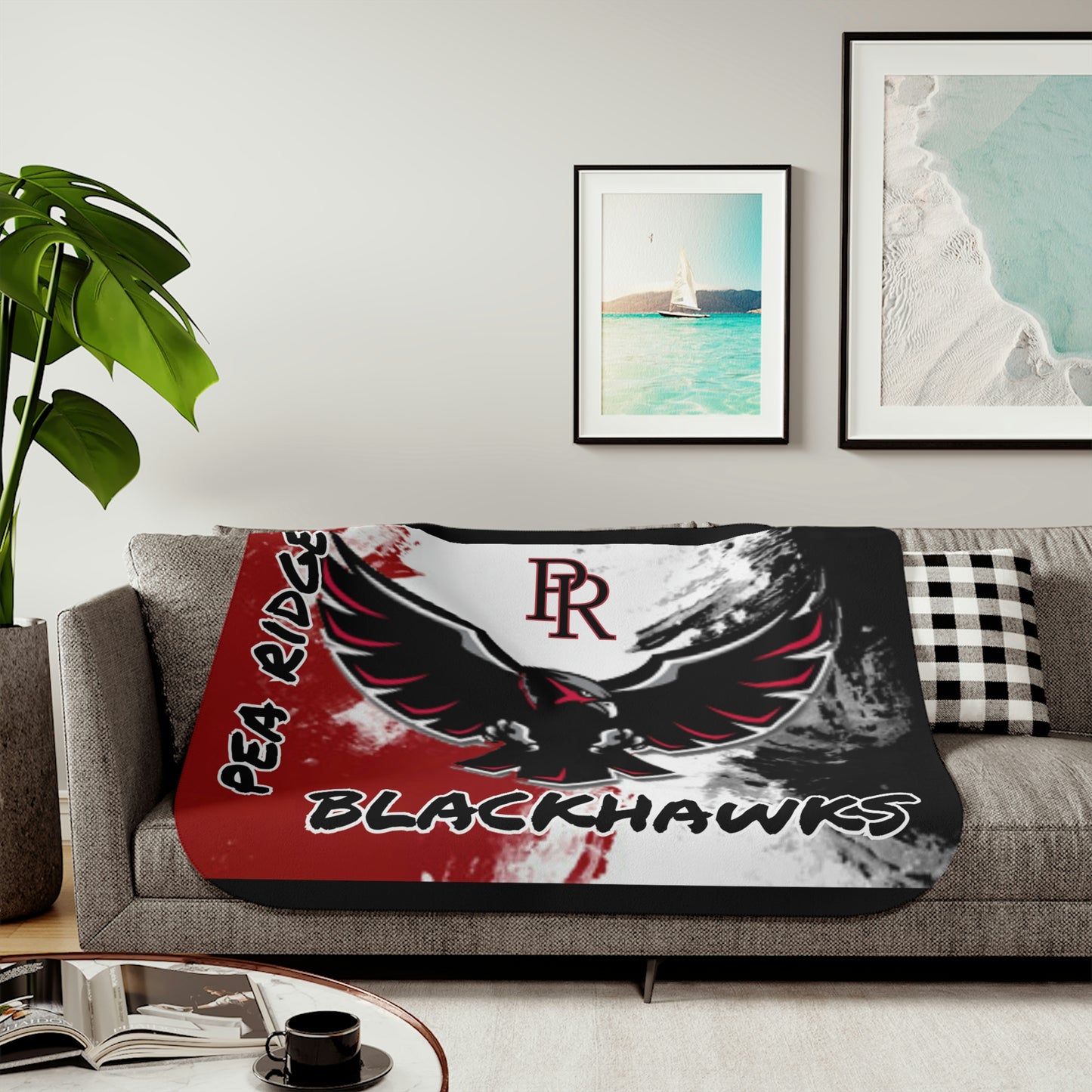 Pea Ridge Blackhawks - Flying Hawk Sherpa Blanket