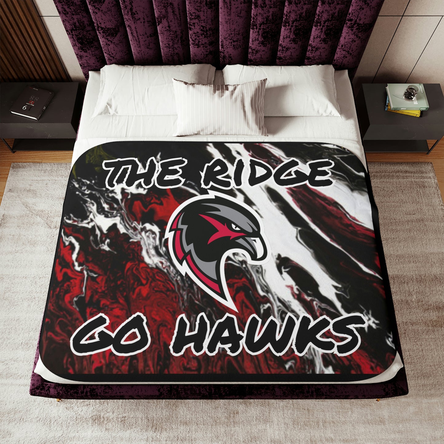 Go Hawks - Hawk Head Sherpa Blanket