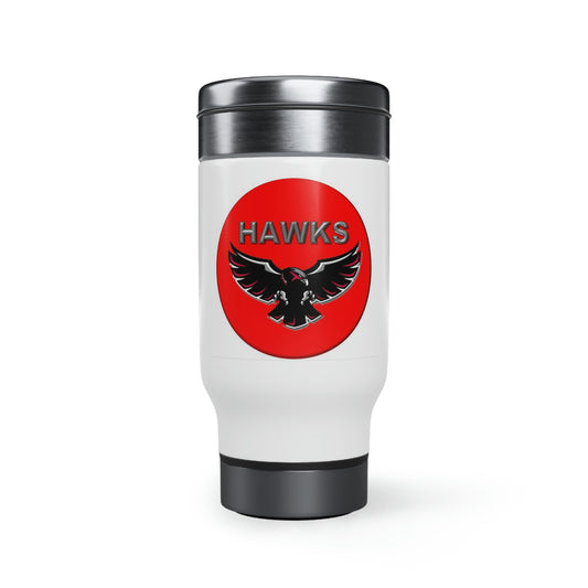 Stainless Steel Travel Mug with Handle, 14oz - Red Flying Hawk